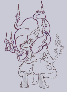 anthro anus breasts butt butt_focus crouching digitigrade female genitals multi_eye nipples presenting presenting_hindquarters solo vulva botanics nintendo pokemon zorlluhan_(botanics) canid canine fox generation_8_pokemon hisuian_form hisuian_zoroark mammal pokemon_(species) regional_form_(pokemon) hi_res