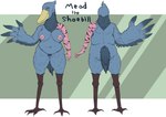 anthro big_breasts breasts female genitals huge_breasts navel nipples non-mammal_breasts non-mammal_navel non-mammal_nipples pubes pussy scar slightly_chubby solo thick_thighs wide_hips exelzior blu_waifu blue_sky_studios rio_(series) fan_character mead_the_shoebill_(blu_waifu) animal_humanoid avian bird humanoid pelecaniform shoebill absurd_res hi_res model_sheet