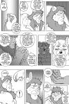 2:3 anthro bed big_muscles canid canine canis comic dialogue distance domestic_dog english_text felid furniture greyscale lion male male/male mammal monochrome muscular muscular_male pantherine ring ryuu_majin sad text