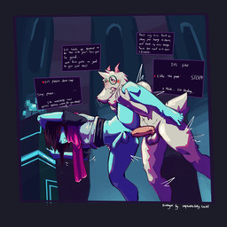 anal anal_penetration anthro balls blue_body blue_skin blush clothed clothing dialogue duo erection eyewear forced foreskin fur genitals glasses male male/male nude open_mouth partially_clothed partially_retracted_foreskin penetration penis rape sex tail text arino deltarune undertale_(series) kris_dreemurr ralsei bovid caprine darkner goat human mammal 1:1 english_text hi_res nonbinary_(lore)