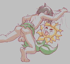 ambiguous_gender ambiguous_humanoid ambiguous_on_bottom ambiguous_penetrated ambiguous_penetration balls biped black_hair blush blush_lines bodily_fluids butt drooling duo eyes_closed feet fingers flower genitals green_body grey_background hair human_on_humanoid human_on_top human_penetrating human_penetrating_humanoid humanoid_on_bottom humanoid_penetrated interspecies leaf leg_wrap looking_pleasured male male/ambiguous male_human male_on_top male_penetrating male_penetrating_ambiguous multicolored_body not_furry nude nude_ambiguous nude_humanoid nude_male on_bottom on_top open_mouth penetration penile penile_penetration perineum pink_tongue plant plantigrade pokephilia saliva saliva_on_tongue sex short_hair simple_background soles teeth toes tongue tongue_out two_tone_body yellow_body yellow_flower ungulatr nintendo pokemon elemental_creature elemental_humanoid flora_fauna flower_creature flower_humanoid generation_2_pokemon human humanoid mammal plant_humanoid pokemon_(species) sunflora hi_res