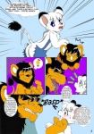 anthro butt clothing dialogue duo feral leucistic male tail tail_tuft text torn_clothing tuft young young_anthro unknown_artist kimba_the_white_lion osamu_tezuka claw_(kimba) kimba felid lion mammal pantherine english_text hi_res