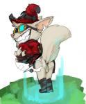 anthro anus balls book boots butt butt_slap clothing eyewear footwear fur genitals goggles grin hat headgear headwear looking_at_viewer male shoes slap smile solo spanking teeth conditional_dnp mej league_of_legends riot_games tencent ziggs_(lol) yordle