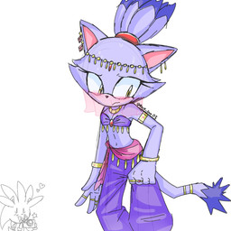 anthro arabian arabian_clothing bandeau belly_dancer blush bodily_fluids breasts camera chibi cleavage clothed clothing embarrassed face_veil female fur hair harem_pants heart_symbol holding_camera holding_object jewelry male midriff navel purple_body purple_fur simple_background solo sweat taking_picture topwear rock_san03 sega sonic_the_hedgehog_(series) blaze_the_cat silver_the_hedgehog domestic_cat eulipotyphlan felid feline felis hedgehog mammal 1:1 hi_res