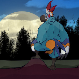 anthro balls beak big_butt blue_body blue_feathers butt feather_hands feathers genitals looking_at_viewer looking_back looking_back_at_viewer male nude penis rear_view solo yellow_body yellow_eyes yellow_feathers joesanchez breath_of_the_wild nintendo the_legend_of_zelda kass_(tloz) avian rito 1:1 digital_media_(artwork) hi_res