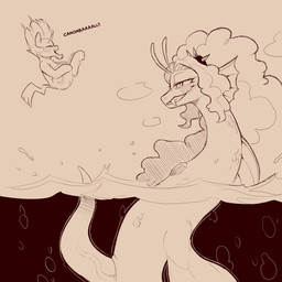 antennae_(anatomy) big_penis blush blush_lines chest_gem curly_hair duo female feral fin gem genitals hair half-closed_eyes huge_penis imminent_rape imminent_sex long_hair male narrowed_eyes open_mouth open_smile partially_submerged penis side_view smile snout steamy_breath vein veiny_penis cold-blooded-twilight hasbro my_little_pony earth_pony equid equine horse mammal pony sea_serpent 1:1 2026 hi_res