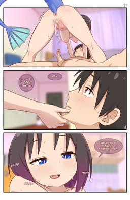 3_panel_comic after_sex anus areola big_breasts black_hair blue_eyes blue_tail blush blush_lines bodily_fluids breasts clitoral_hood cum cum_from_vagina cum_in_vagina cum_inside cum_overflow darkened_anus darkened_genitalia darkened_vulva duo erection female fin genital_fluids genitals grey_eyes hair inside light-skinned_female male male/female nipples nude open_mouth plump_labia puffy_anus puffy_areola pupils purple_hair_tips shaved_vulva short_hair slightly_chubby slightly_chubby_female slit_pupils speech_bubble tail tan_body tan_skin text thick_tail vulva greatm8sfm miss_kobayashi's_dragon_maid mythology elma_(dragon_maid) makoto_takiya animal_humanoid dragon dragon_humanoid human humanoid mammal mythological_creature mythological_scalie scalie 2023 absurd_res colored comic hi_res