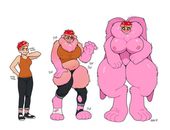 base_one_layout basic_sequence blush bottomwear breasts clothing digitigrade female footwear fur growth linear_sequence nipples one_row_layout pants pink_body pink_fur shirt shoes simple_background smile solo standing tank_top three_frame_image three_frame_sequence topwear torn_clothing transformation transformation_sequence white_background blackshirtboy kyla_thompson human lagomorph leporid mammal rabbit 2020 hi_res sequence