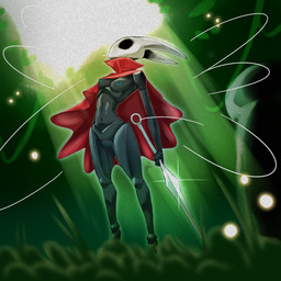 anthro areola black_body black_eyes blue_areola blue_nipples breasts cloak cloak_only clothing empty_eyes female front_view genitals holding_object holding_weapon navel nipples red_cloak red_clothing small_breasts solo thick_thighs vulva weapon white_body wide_hips conditional_dnp jaynatorburudragon hollow_knight_(franchise) team_cherry hornet_(hollow_knight) arthropod insect 1:1 absurd_res hi_res