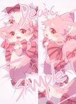 anthro clothed clothing dakimakura female fur kemono open_mouth open_smile pink_body pink_fur smile solo white_body white_fur young young_anthro young_female deaic domestic_cat felid feline felis mammal dakimakura_design hi_res