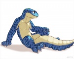 4_toes 5_fingers anthro barefoot biceps biped claws digitigrade earhole feet fingers male muscular muscular_anthro muscular_male nude paws reclining shadow simple_background sitting solo spots tail thick_tail toes white_background amit eublepharid gecko leopard_gecko lizard reptile scalie 2014