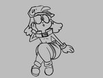 anthro clothed clothing femboy gloves handwear hat headgear headwear male open_mouth sitting solo thick_thighs topless wide_hips sloppypauper bandai_namco klonoa_(series) klonoa domestic_cat felid feline felis mammal 4:3 hi_res monochrome sketch