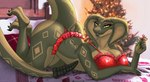 anthro bed big_breasts big_butt biped blurred_background bra breasts butt christmas_tree clothed clothing eyelashes female furniture green_body green_scales holidays inside looking_at_viewer non-mammal_breasts panties plant pupils scales solo thick_thighs three-quarter_view tree underwear wide_hips chia_mio christmas cobra reptile scalie snake hi_res