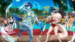 anthro bikini clothing female group male one-piece_swimsuit pool slide swimwear toy toy_gun two-piece_swimsuit water_gun water_slide tsarinart nintendo pokemon minatsu_(boredomtool) canid canine canis fox generation_5_pokemon human mammal oshawott pokemon_(species) wolf 16:9 hi_res widescreen