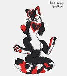 anthro chest_tuft curled_hair ear_tuft featureless_crotch hair long_tail male markings mismatched_sexual_dimorphism neck_tuft pawpads sitting_on_tail solo spots spotted_markings spotted_tail spread_legs spreading tail tail_markings tuft whiskers bigwetslapper clown_(bigwetslapper) calico_cat domestic_cat felid feline felis mammal mustelid musteline true_musteline weasel hi_res