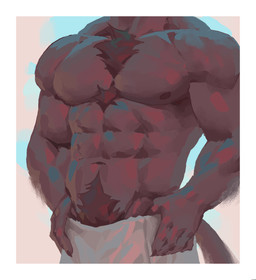 5_fingers abs blue_background border brown_body chest_tuft claws clothed clothing finger_claws fingers front_view hands_on_own_hips male muscular muscular_humanoid muscular_male navel nipples pecs pink_background pose simple_background solo tail topless topless_humanoid topless_male torso_shot towel towel_only tuft white_border white_towel kingarthur_i humanoid 2024 digital_drawing_(artwork) digital_media_(artwork) half-length_portrait hi_res portrait