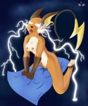 5:6 absurd_res anthro breasts electricity electrogenesis female forbiddenlight generation_1_pokemon genitals grinding hi_res lightning masturbation nintendo nipples object_humping pillow pillow_humping pokemon pokemon_(species) pussy raichu solo