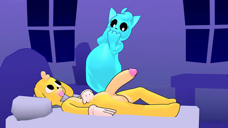 3_fingers all_fours anthro anus balls becoming_erect bed bed_covers bedding big_penis black_eyes black_sclera blep blue_body blue_pseudo_hair bodily_fluids butt circumcised clothing cum cum_from_vagina cum_in_vagina cum_inside curvy_figure duo ejaculation erection female female_penetrated fingers floppy_ears from_front_position fur furniture genital_fluids genitals glans gloves gloves_only hair handwear handwear_only head_tuft humanoid_genitalia humanoid_penis leaking_cum lying male male/female male_penetrating male_penetrating_female mating_press mostly_nude multicolored_body multicolored_fur nude on_bed on_top open_mouth orgasm penetration penile penile_penetration penis pink_glans pink_tongue pseudo_hair sex simple_background smile surprised tail tan_balls tan_body tan_fur tan_penis tongue tongue_out tuft two_tone_body two_tone_fur vaginal vaginal_penetration white_clothing white_eyes white_gloves white_handwear white_sclera window yellow_body yellow_fur fanfurry doggo_(fanfurry) lappy_(astral_chain) canid canine canis domestic_dog ghost mammal spirit 16:9 2025 3d_(artwork) 3d_animation animated blender_(artwork) colored digital_media_(artwork) long_playtime no_sound video widescreen