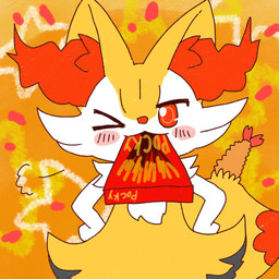 :3 ambiguous_anthro ambiguous_gender anthro biped blush blush_stickers breath dipstick_tail food hands_on_hips looking_at_viewer markings object_in_mouth object_in_tail one_eye_closed shrimp_(food) solo standing tail tail_markings text wink winking_at_viewer annyui0611 nintendo pocky pocky_and_pretz_day pokemon braixen canid generation_6_pokemon mammal pokemon_(species) 1:1 2022 digital_drawing_(artwork) digital_media_(artwork) english_text half-length_portrait hi_res japanese_description portrait translated_description