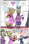 ailurid ambiguous_gender anthro balloon blonde_hair blue_hair blurred_background borba canid canine carrying_another clothed clothing comic daww dialogue digital_media_(artwork) disney english_honorific english_text equid equine escalator female female/female fox fully_clothed fur greeting grey_body grey_fur group hair headgear headwear heart_speech_bubble heart_symbol honorific inflatable judy_hopps lagomorph leporid makeup mammal name_drop name_in_dialogue open_mouth open_smile pointy_speech_bubble print_clothing print_sweater print_topwear rabbit red_fox red_panda scut_tail shay_(borba) short_tail smile speech_bubble star star_clothing star_polygon star_print star_sweater star_topwear stuttering suit sweater tail talking_to_another term_of_endearment text text_in_heart text_on_clothing text_on_sweater text_on_topwear text_print text_with_star topwear true_fox wavy_speech_bubble young young_anthro zebra zootopia