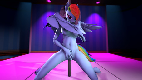 anthro breasts female floor genitals hooves kneeling pole presenting presenting_vulva solo spread_legs spreading strip_club stripper_pole tail tile tile_floor vulva wings wings_covering_breasts heckinhyena friendship_is_magic hasbro my_little_pony rainbow_dash_(mlp) equid equine mammal 16:9 3d_(artwork) absurd_res digital_media_(artwork) hi_res source_filmmaker_(artwork) widescreen