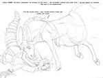 anthro bottomwear clothed clothed_feral clothing dialogue dress duo female feral hooves kilt male open_mouth scales sharp_teeth tail tail_tuft teeth text tongue tongue_out tuft arania the_cabin_in_the_woods_(arania) carla_(tcitw) jack_(tcitw) armadillo_girdled_lizard asinus donkey equid equine girdled_lizard lizard mammal reptile scalie comic english_text monochrome herm_(lore)