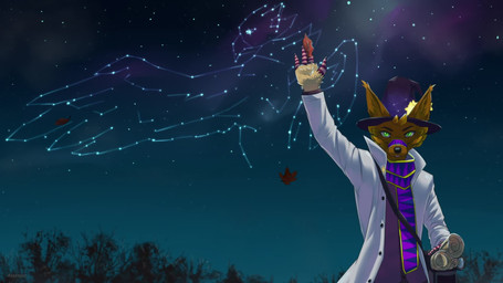 anthro leaf male night outside solo star wind aternoir mammal 16:9 2018 2d_animation animated digital_media_(artwork) hi_res loop no_sound short_playtime video widescreen