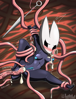 anal anal_penetration angry anthro anus arthropod_abdomen arthropod_abdomen_genitalia black_body blush bodily_fluids breasts clitoris cum female genital_fluids genitals nipples penetration restrained restrained_arms restrained_by_tentacles sex solo tentacle_in_ass tentacle_penetration tentacle_sex tentacles vulva teknomekanoid hollow_knight_(franchise) team_cherry hornet_(hollow_knight) arthropod absurd_res hi_res