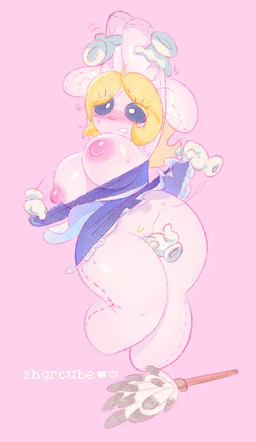 anthro assisted_exposure assisted_masturbation big_breasts black_sclera blonde_hair blush bodily_fluids bottomless bouncing_breasts breasts clothed clothing clothing_pull disembodied_hand dress exposed_breasts eyelashes female fingering genitals gloves group hair hands_behind_head handwear huge_hips huge_thighs nipples partially_clothed pink_background pink_nipples plushie raised_clothing simple_background solo_focus stitch_(sewing) sweat thick_thighs vaginal vaginal_fingering vulva white_body white_eyes wide_hips shgrcube stuffanie_(gargojawn) animate_inanimate lagomorph leporid living_plushie mammal rabbit 2026 digital_media_(artwork)