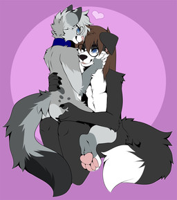 anthro blue_collar blue_eyes butt collar cuddling dipstick_ears dipstick_fingers dipstick_tail dipstick_toes duo ear_markings eyewear floppy_ears folded_ears fur glasses grey_body hair heart_symbol male male/male markings multicolored_ears nude nude_anthro nude_male on_lap pawpads paws pink_nose round_glasses simple_background sitting_on_lap smile spots spotted_markings tail tail_markings touching_butt touching_face slushie-nyappy-paws kassler_scott nixuelle border_collie canid canine canis collie domestic_cat domestic_dog egyptian_mau felid feline felis herding_dog mammal pastoral_dog sheepdog 2026 digital_media_(artwork) hi_res