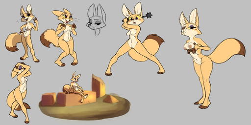 anthro breasts featureless_crotch female fur grey_background holding_breast holding_object holding_weapon mace melee_weapon multiple_poses nipples nude pose simple_background sitting solo standing tan_body tan_fur weapon siroc farah_(siroc) canid canine fennec_fox fox mammal true_fox 2016 2:1 multiple_images