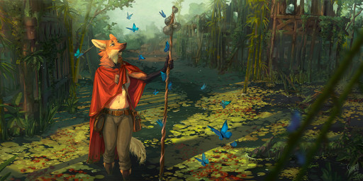 ambiguous_gender anthro bag bamboo belt bottomwear brown_body brown_fur cloak clothing detailed_background fur gloves_(marking) jewelry lily_pad markings neck_tuft necklace outside pants partially_submerged pendant plant pointy_ears prick_ears red_cloak red_clothing satchel solo staff swamp tail tuft water shamerli cassandra_de_luca arthropod butterfly canid canine insect lepidopteran mammal maned_wolf 2022 digital_media_(artwork) hi_res signature trans_(lore) trans_woman_(lore)