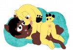 anthro anthro_on_anthro anthro_penetrated anthro_penetrating anthro_penetrating_anthro anus backsack balls bare_back black_hair bodily_fluids body_part_in_pussy brown_body brown_fur butt duo erection feet female female_penetrated flat_chested from_front_position fur genitals hair hindpaw humanoid_genitalia humanoid_penis lying male male/female male_penetrating male_penetrating_female missionary_position nipples nude on_back paws penetration penile penile_penetration penis penis_in_pussy pussy romantic romantic_couple saliva saliva_string sex simple_background spread_legs spreading vaginal vaginal_penetration yellow_body yellow_fur young young_anthro young_female young_male launny target_miss alvo_(target_miss) mira_(target_miss) canid canine canis domestic_cat domestic_dog felid feline felis mammal digital_media_(artwork)