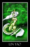 anthro arturo_juarez asian_mythology biped breasts dragon east_asian_mythology eastern_dragon female green_theme hair kneeling melee_weapon mythological_creature mythological_scalie mythology nipples non-mammal_breasts non-mammal_nipples nude scalie solo sword tail weapon white_hair