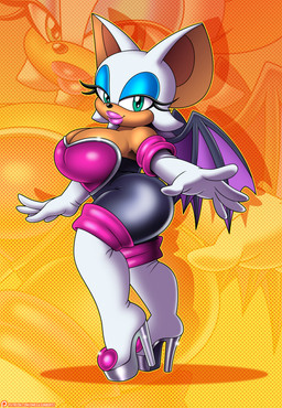 anthro armwear boots breasts cleavage clothed clothing elbow_gloves female footwear gloves handwear high_heeled_boots high_heels legwear lips lipstick looking_at_viewer makeup membrane_(anatomy) membranous_wings platform_footwear platform_heels shoes solo text thick_lips thick_thighs thigh_highs wings omegasunburst sega sonic_the_hedgehog_(series) rouge_the_bat bat mammal 2025 absurd_res hi_res url