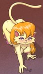 all_fours anthro bedroom_eyes blush clothing female high-angle_view leg_warmers legwear looking_at_viewer mostly_nude narrowed_eyes nipples seductive solo zaboom heathcliff_and_the_catillac_cats cleo_catillac domestic_cat felid feline felis mammal hi_res