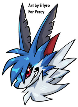 4_ears blue_body blue_fur fangs fur long_ears long_fur multi_ear red_eyes smug teeth white_body white_fur blitzdrachin conditional_dnp bandai_namco digimon fan_character monster absurd_res headshot_portrait hi_res portrait
