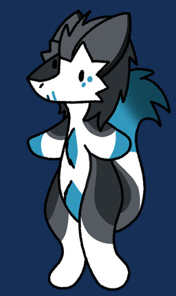 anthro black_eyes blue_body blue_fur dancing dot_eyes fluffy fluffy_tail fur fur_markings grey_body grey_fur male markings multicolored_body multicolored_fur simple_eyes solo tail white_body white_fur stinkvali niko_(stinkvali) sergal animated