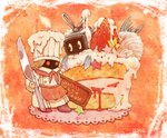 ambiguous_gender apode apron biped cake candle candle_on_head chef_hat chibi clothing dessert duo empty_eyes feral fin fish_tail food for_a_head frosting fruit hat headgear headwear holding_knife holding_object jelly_(food) knife legless lit_candle orange_background pectoral_fin pink_star plant red_apron red_clothing red_eyes red_star screen shadow_face sign simple_background sprinkles standing strawberry strawberry_shortcake_(food) tail tail_fin text yellow_star yellow_text amamidori gregory_horror_show hell's_chef tv_fish fish humanoid marine object_head 2009 colored digital_media_(artwork) digital_painting_(artwork) english_text japanese_description