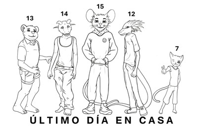 adolescent anthro clothed clothing group male number standing text young vdrebi henry_goatett(ldah) terry_mouse_(ldah) bear bovid caprine felid feline goat mammal mouse murid murine rodent scalie hi_res spanish_text
