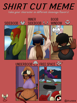 bedroom_eyes big_breasts breasts cleavage cleavage_cutout clothed clothing cutout dark_body dark_skin embarrassed eyewear female glasses group halo heart_eyes heart_symbol horn inside male narrowed_eyes not_furry outside pose robe seductive side_boob skateboard skateboarding spade_tail tail text thick_thighs thong under_boob underwear vehicle only0neman shirt_cut_meme 0ne_(only0neman) ashleigh_(only0neman) brea_(only0neman) mellie_(only0neman) nessova_(only0neman) tw0_(only0neman) angel demon horned_humanoid human humanoid mammal orc absurd_res digital_media_(artwork) english_text hi_res meme pinup shaded