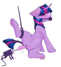 ball_gag bdsm blush bodily_fluids bondage bound crotch_breasts female feral fucking_machine gag genital_fluids hooves horn machine navel raised_leg simple_background solo underhoof vaginal_fluids rayeli friendship_is_magic hasbro my_little_pony mythology twilight_sparkle_(mlp) equid equine mammal mythological_creature mythological_equine unicorn absurd_res hi_res