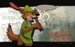 anthro belt clothing empty_speech_bubble hat_feather headgear headwear loose_feather male musical_clef musical_note musical_symbol solo speech_bubble symbol tail treble_clef dreamywolfdd disney robin_hood_(disney) canid canine fox mammal red_fox true_fox