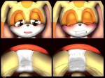 anthro birth blush bodily_fluids bottomwear brown_eyes clothed clothing female genital_fluids labor low-angle_view open_mouth panty_birth skirt solo sweat tears text underwear vaginal_fluids young young_anthro launny sega sonic_the_hedgehog_(series) cream_the_rabbit lagomorph leporid mammal rabbit 2013 4:3 signature