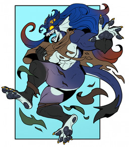 abs alternate_form anthro biceps big_breasts blue_hair blue_tongue breasts cloak cloak_only clothing colored_nails feet female fin glowing glowing_eyes hair head_fin highlights_(coloring) horn huge_breasts humanoid_feet humanoid_hands long_hair mostly_nude muscular muscular_anthro muscular_female nails open_mouth open_smile pawpads plantigrade plantigrade_pawpads pose sharp_teeth smile soles solo tail teeth thick_thighs tongue tongue_out torn_clothing under_boob wide_hips yellow_nails yellow_sclera ceehaz elancia_chronicles verse_mcdowell aquatic canid canine fish fox hybrid mammal shark 2025 hi_res