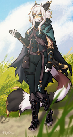 3_toes 5_fingers anthro biped bottomwear breasts claws clothed clothed_anthro clothed_female clothing cloud day feathers feet female finger_claws fingers footwear front_view fully_clothed fully_clothed_anthro fully_clothed_female fur green_eyes hair looking_at_viewer markings outside shoes sky smile solo striped_markings striped_tail stripes tail tail_markings toe_claws toes topwear white_hair pizhma mythology dragon mythological_creature mythological_scalie scalie 2026 digital_drawing_(artwork) digital_media_(artwork) hi_res