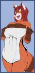 anthro areola big_breasts blue_border border breasts curvy_figure female fur huge_breasts looking_at_viewer nipple_slip nipples open_mouth simple_background solo surprise thick_thighs towel towel_only voluptuous wet wet_body wet_fur vibershot ailurid mammal red_panda 2019 absurd_res digital_media_(artwork) hi_res portrait three-quarter_portrait