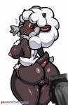 anthro anthrofied areola big_breasts big_butt blush bodily_fluids breasts butt female fur genitals horn nipples nude pink_areola pink_nipples pokemorph pussy simple_background solo sweat thick_thighs white_background wool_(fur) lollipopcon nintendo pokemon bovid caprine generation_8_pokemon mammal pokemon_(species) wooloo shear_(disambiguation) 2019 absurd_res hi_res