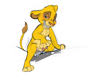 anal anal_penetration anus blush duo erection feral genitals grin holding_penis looking_at_viewer male naughty_face penetration penis quadruped simple_background smile solo_focus straddling tail white_background young young_feral ishoka disney the_lion_king simba_(the_lion_king) felid lion mammal pantherine colored_sketch flat_colors sketch