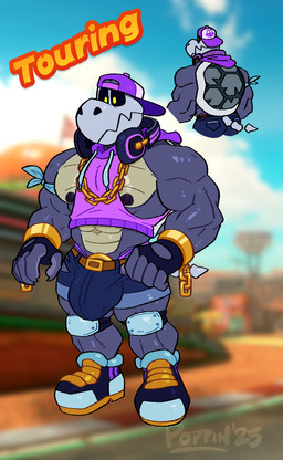 abs accessory anthro backwards_baseball_cap backwards_hat barazoku baseball_cap big_bulge bone bottomwear bulge chain_necklace clothing cock_ring electronics genitals hat headgear headphones headphones_around_neck headwear jewelry male muscular muscular_anthro muscular_male necklace nipples pecs penis penis_accessory penis_jewelry penis_poking_out shorts skeleton skull solo text topwear conditional_dnp poppin mario_bros mario_kart mario_kart_world nintendo dry_himbones animated_skeleton dry_bones koopa koopa_troopa reptile scalie tortoise turtle undead 2025 digital_media_(artwork) english_text hi_res model_sheet